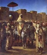 Eugene Delacroix Mulay Abd al-Rahman,Sultan of Morocco,Leaving his palace in Meknes,Surrounded by his Guard and his Chief Officers Sweden oil painting artist